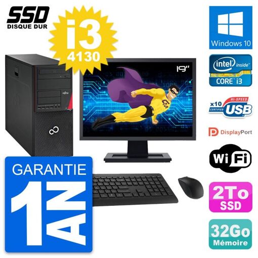 Torre Fujitsu P720 - Pantalla de 19 pulgadas, Intel i3-4130, 32GB de RAM, 2TB SSD, Windows 10, WiFi