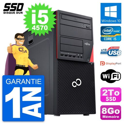 PC de escritorio Fujitsu Esprimo P720 - Procesador Intel Core i5-4570, 8GB de RAM, 2TB SSD, Windows 10, WiFi
