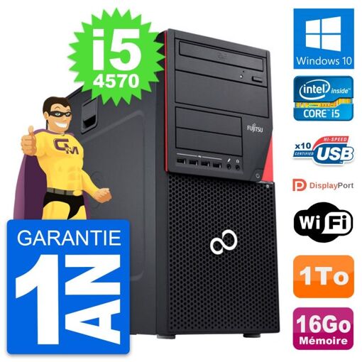 PC de escritorio Fujitsu Esprimo P720 - Procesador Intel i5-4570, 16 GB de RAM, 1 TB HDD, Windows 10, WiFi