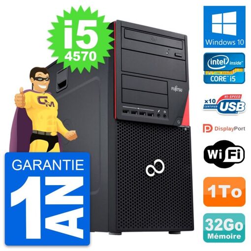 Torre Fujitsu Esprimo P720 - Procesador Intel Core i5-4570, 32GB de RAM, 1TB HDD, Windows 10, WiFi