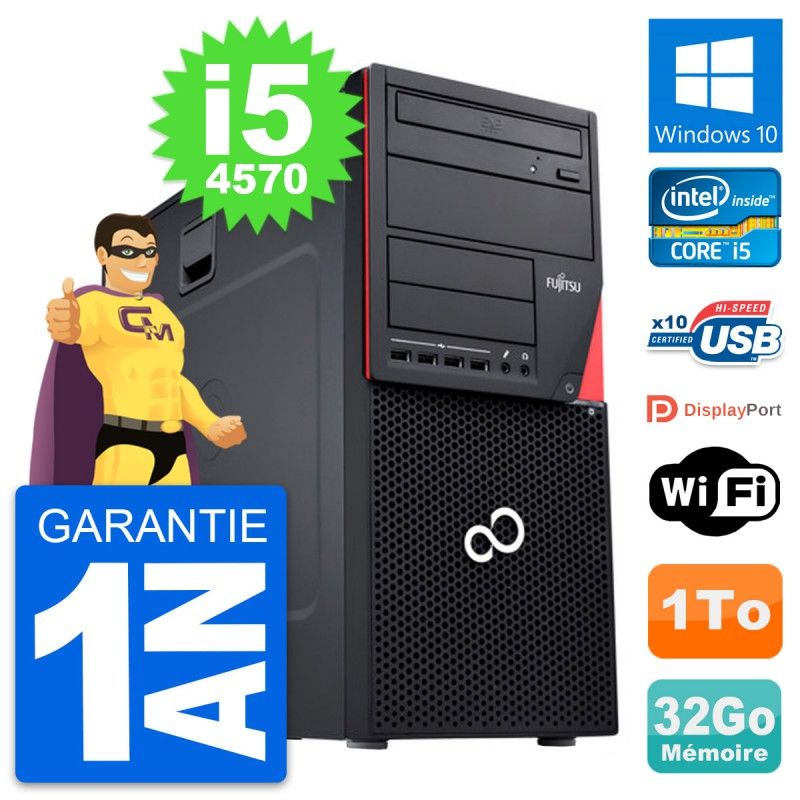 Fujitsu Esprimo P720 PC Tower - Intel i5-4570, 32GB RAM, 1TB HDD, Windows 10, WiFi