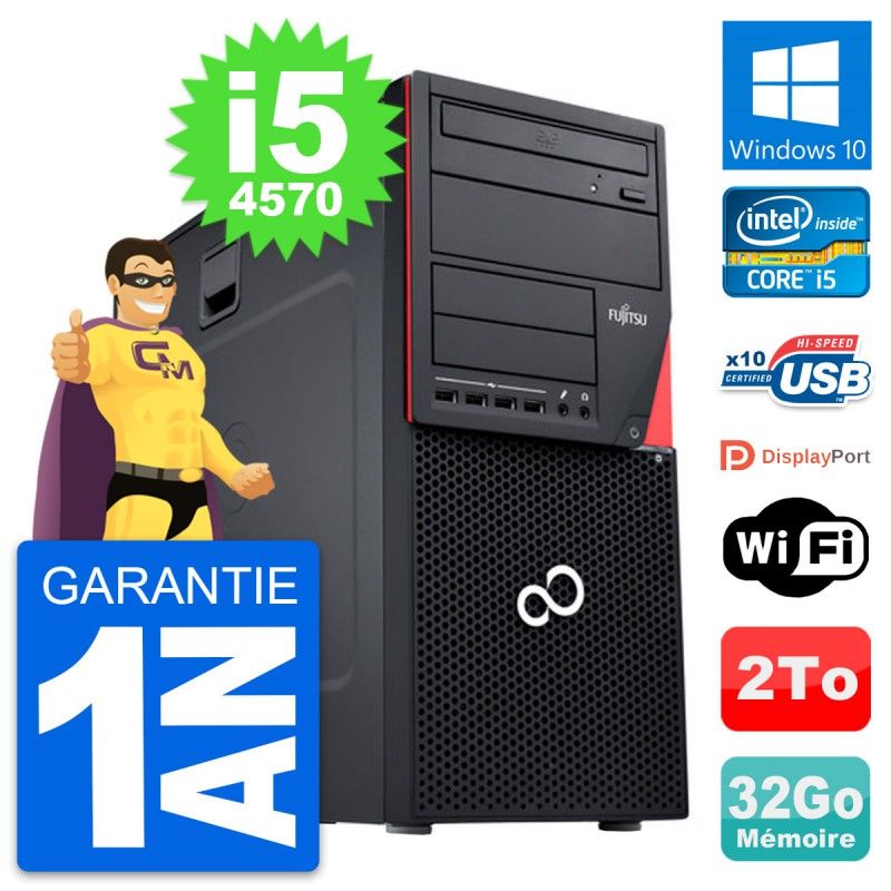 Fujitsu Esprimo P720 Desktop PC - Intel i5-4570, 32GB RAM, 2TB HDD, Windows 10, WiFi