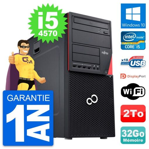 PC de sobremesa Fujitsu Esprimo P720 - Intel i5-4570, 32GB de RAM, 2TB HDD, Windows 10, WiFi