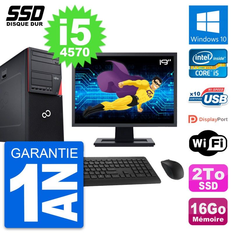 Fujitsu P720 19-Inch PC Tower - Intel i5-4570, 16GB RAM, 2TB SSD, Windows 10, WiFi