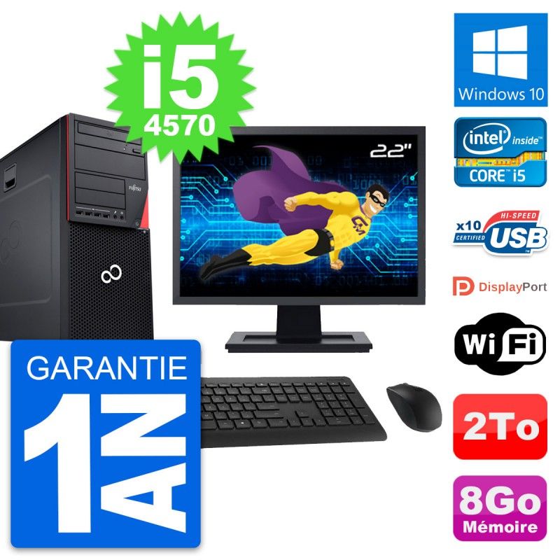 Fujitsu P720 22-Inch All-in-One PC - Intel i5-4570, 8GB RAM, 2TB Storage, Windows 10
