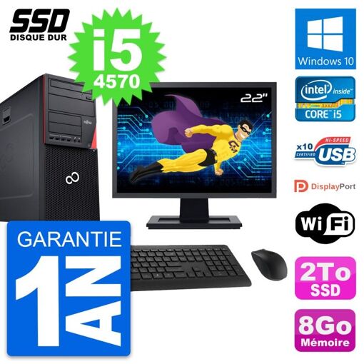 Torre Fujitsu P720 - Monitor de 22', Intel i5-4570, 8GB RAM, 2TB SSD, Windows 10, WiFi