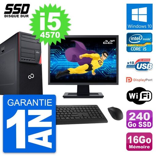 PC todo en uno Fujitsu P720 de 22 pulgadas - Intel i5-4570, 16 GB de RAM, 240 GB SSD, Windows 10