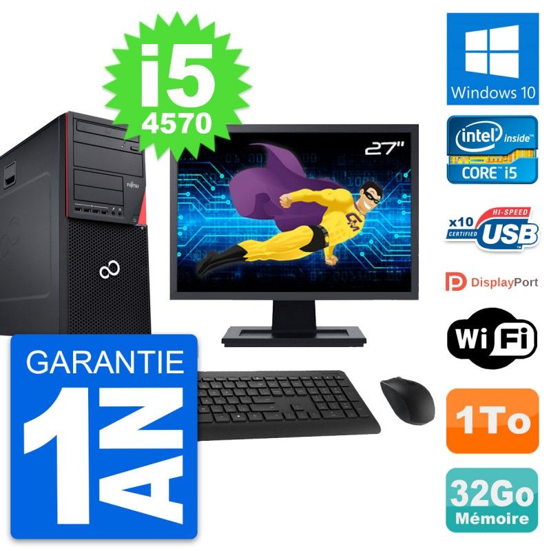 Fujitsu P720 27-Inch PC Tower - Intel i5-4570, 32GB RAM, 1TB HDD, Windows 10