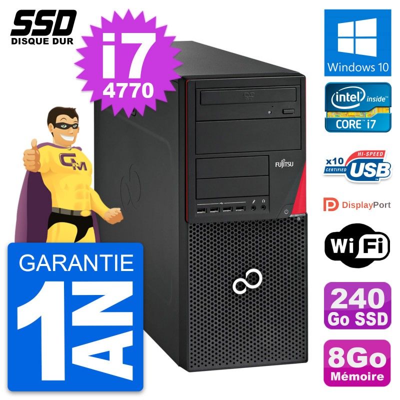 Fujitsu Esprimo P720 Intel i7-4770 8GB RAM 240GB SSD Windows 10 Wifi Desktop Computer