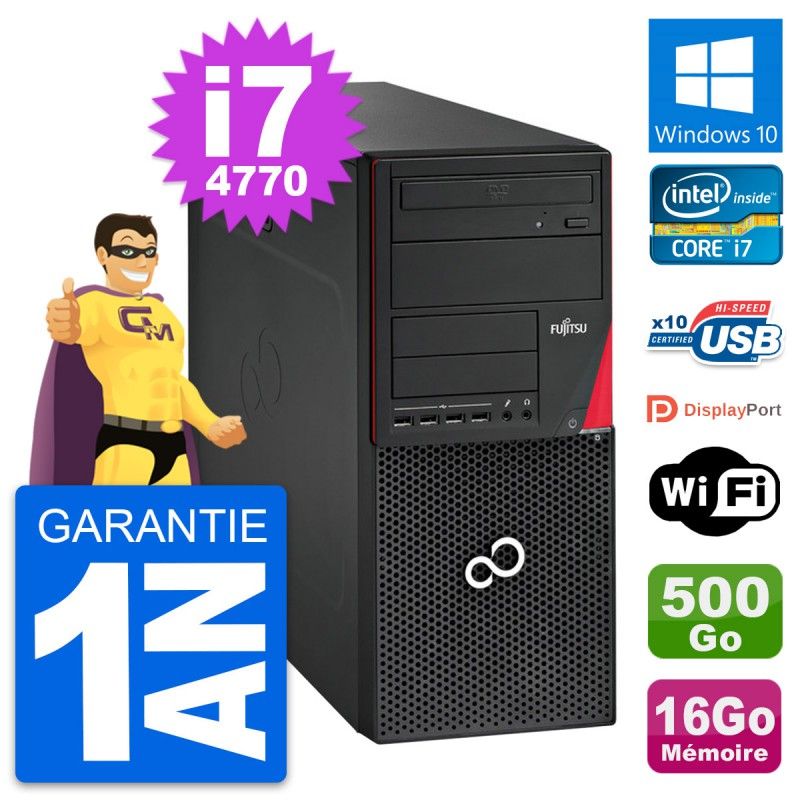 Fujitsu Esprimo P720 Desktop PC - Intel i7-4770, 16GB RAM, 500GB HDD, Windows 10, Wifi