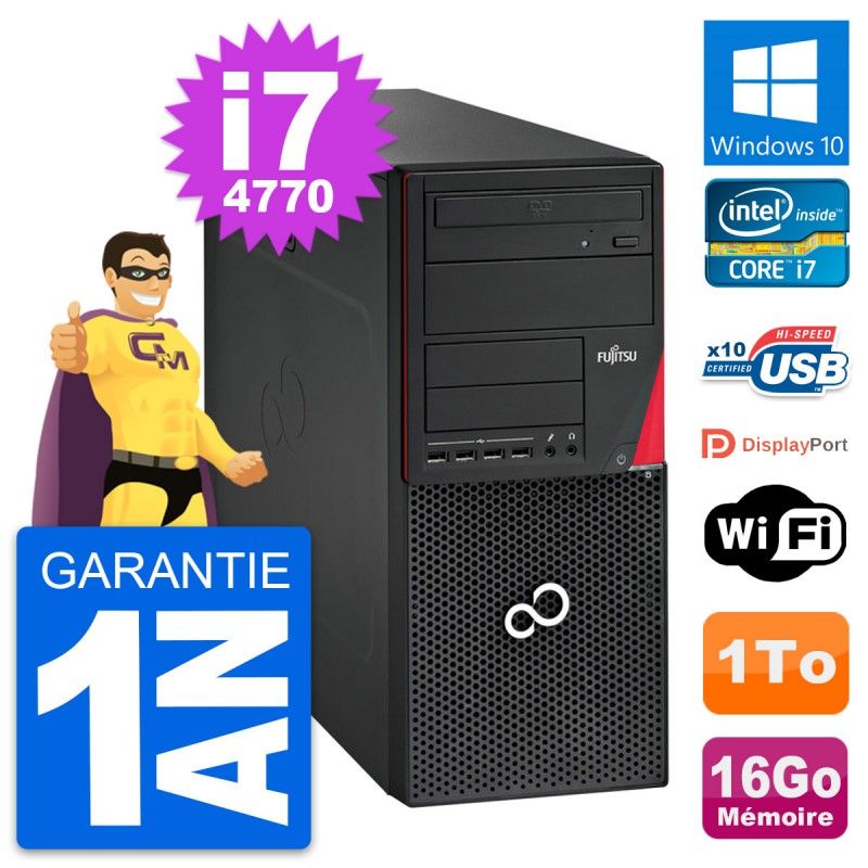Fujitsu Esprimo P720 PC Tower - Intel i7-4770, 16GB RAM, 1TB HDD, Windows 10, WiFi