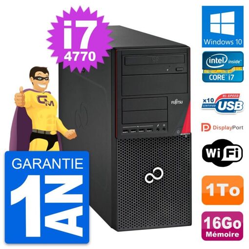 Torre Fujitsu Esprimo P720 - Procesador Intel Core i7-4770, 16 GB de RAM, 1 TB HDD, Windows 10, WiFi