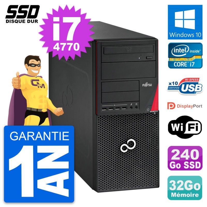 Fujitsu Esprimo P720 Intel i7-4770 32GB RAM 240GB SSD Windows 10 Wifi Desktop PC