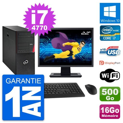 PC todo en uno Fujitsu P720 de 22 pulgadas - i7-4770, 16 GB de RAM, 500 GB HDD, Windows 10