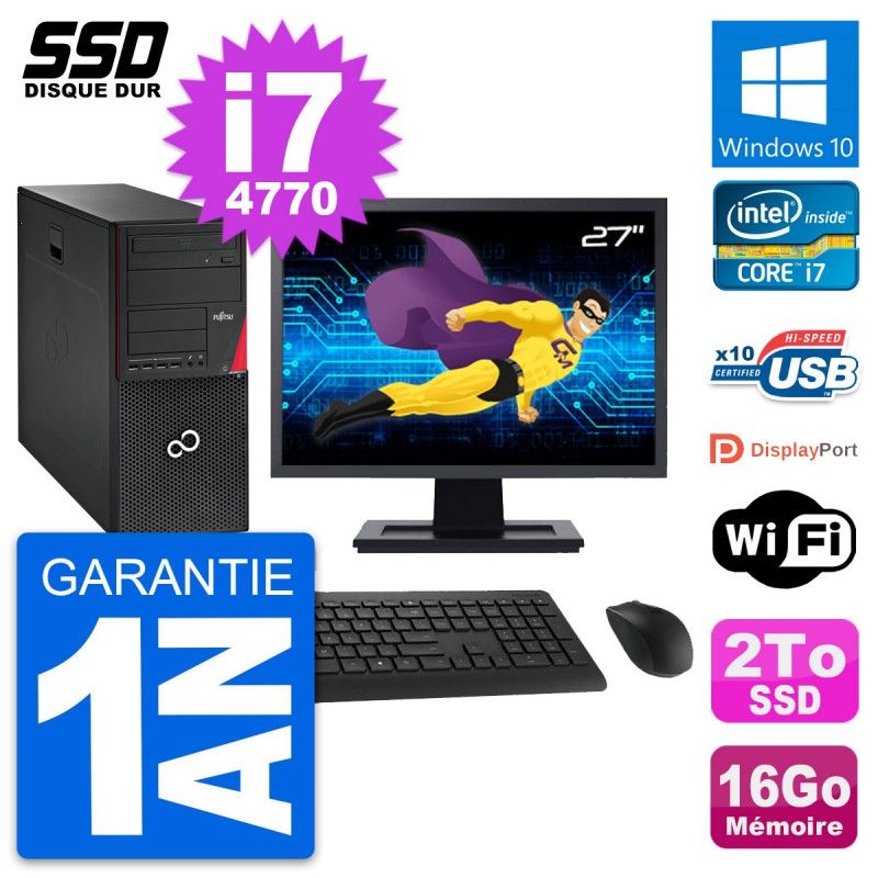 Fujitsu P720 27-inch All-in-One PC - Intel i7-4770, 16GB RAM, 2TB SSD, Windows 10, Wi-Fi