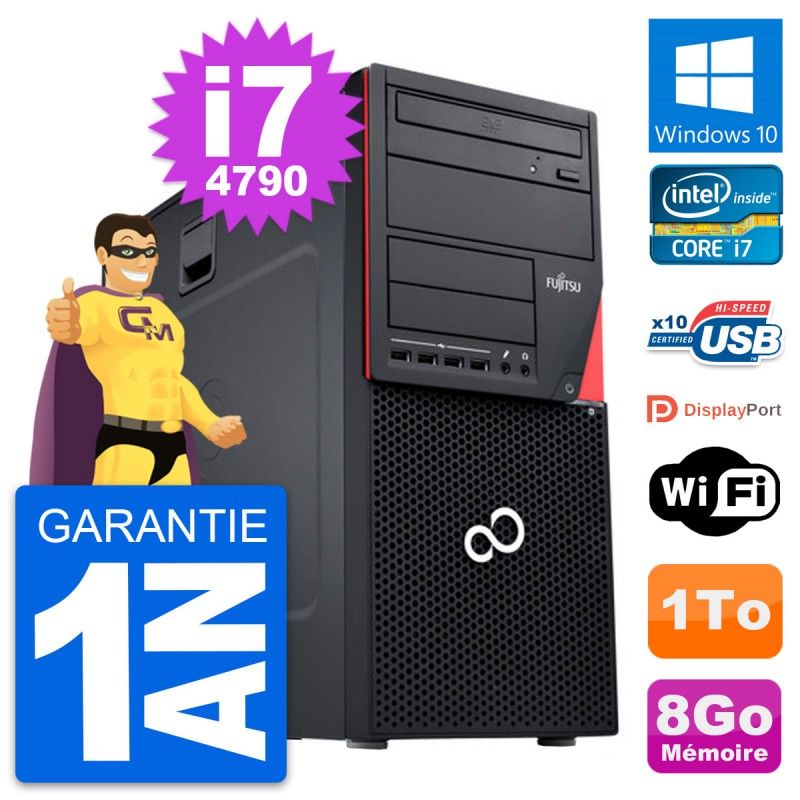 Fujitsu Esprimo P720 PC Tower - Intel i7-4790, 8GB RAM, 1TB HDD, Windows 10, WiFi