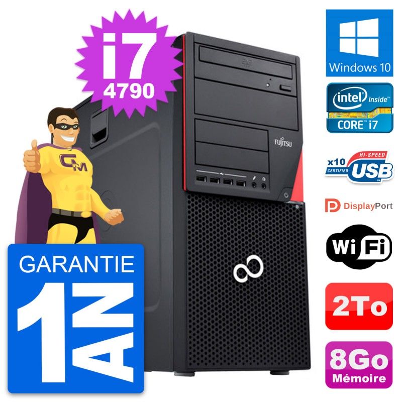 Fujitsu Esprimo P720 Desktop PC - Intel Core i7-4790, 8GB RAM, 2TB HDD, Windows 10, WiFi