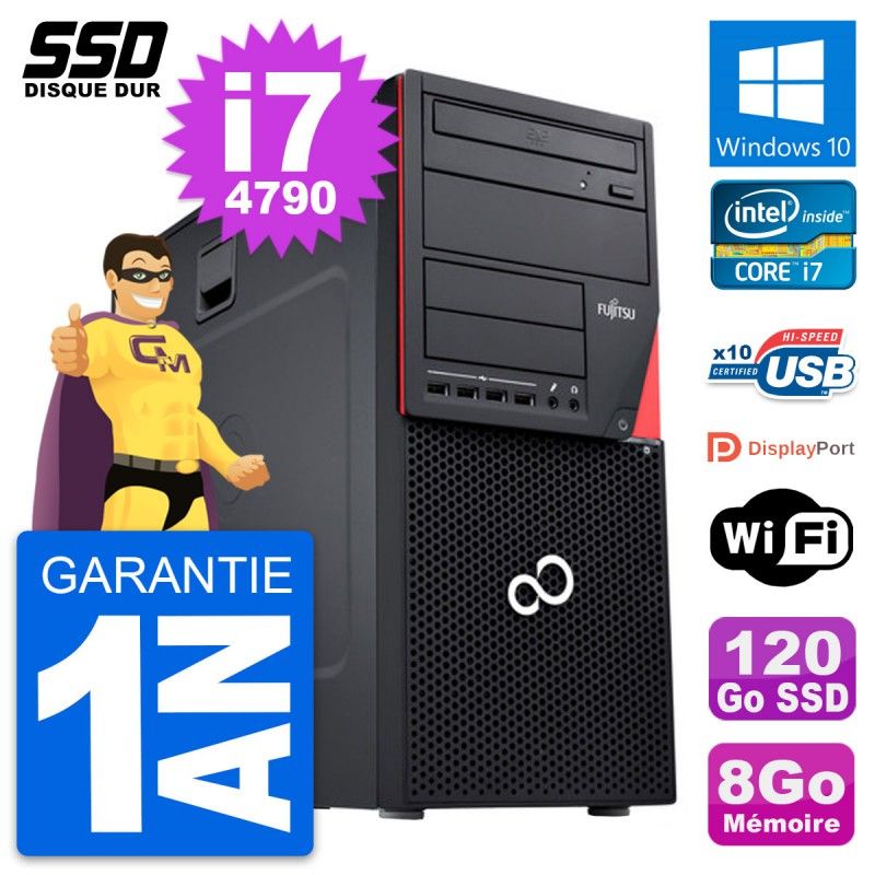 Fujitsu Esprimo P720 Intel i7-4790 8GB RAM 120GB SSD Windows 10 WiFi Desktop PC