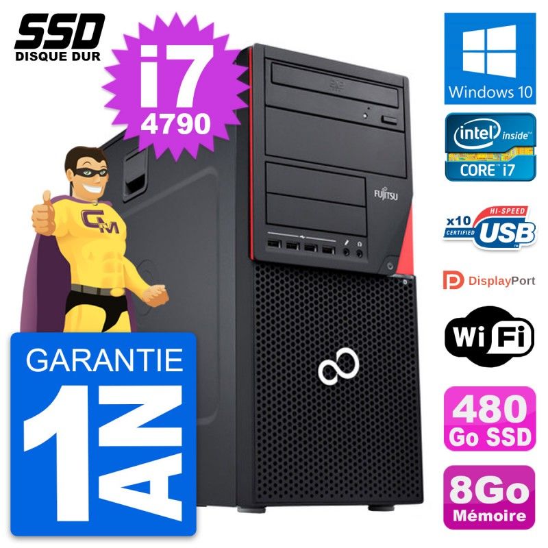 Fujitsu Esprimo P720 Intel i7-4790 8GB RAM 480GB SSD Windows 10 WiFi
