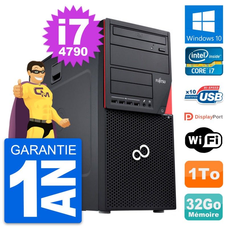 Fujitsu Esprimo P720 PC Tower - Intel i7-4790, 32GB RAM, 1TB HDD, Windows 10, WiFi