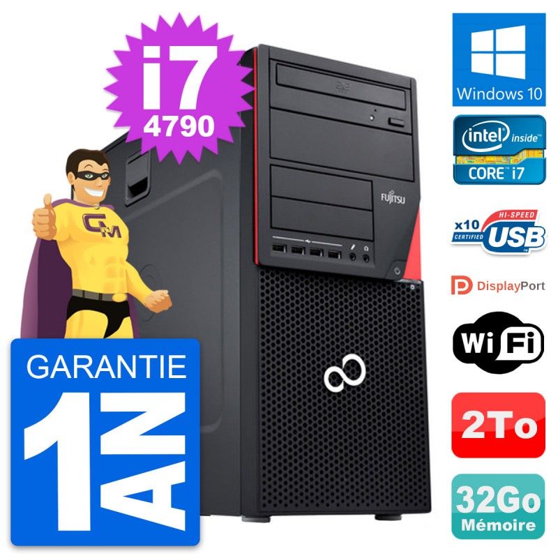 Fujitsu Esprimo P720 Desktop Computer - Intel i7-4790, 32GB RAM, 2TB HDD, Windows 10
