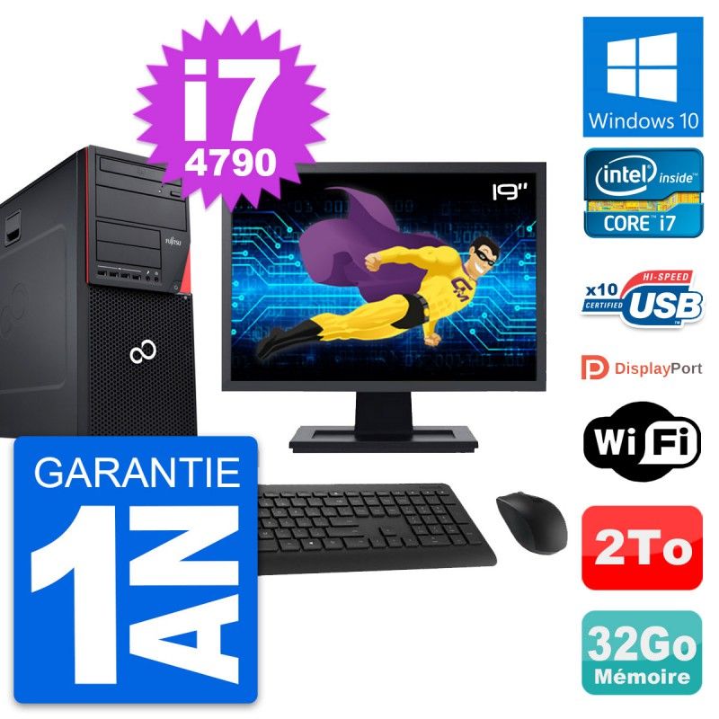 Fujitsu P720 19-inch PC Tower - Intel i7-4790, 32GB RAM, 2TB HDD, Windows 10