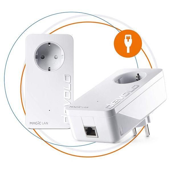 Kit inicial Devolo Magic 2 LAN - Puente 1 GbE, HomeGrid - Montaje en pared (paquete de 2)