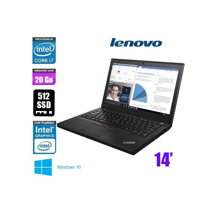 Lenovo ThinkPad T460S - 8GB RAM, 512GB SSD, Intel HD Graphics 520, WiFi, Webcam, Windows 10 AZERTY (Core i7-2.6GHz)