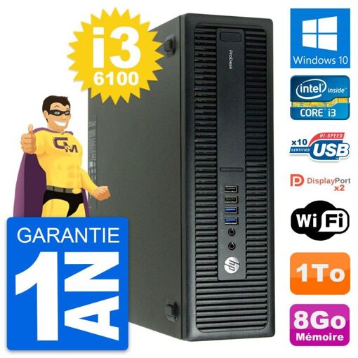 Computadora HP ProDesk 600 G2 SFF - Procesador Intel Core i3-6100, 8 GB de RAM, 1 TB HDD, Windows 10