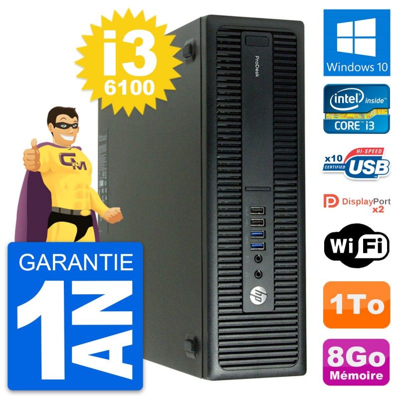 HP ProDesk 600 G2 SFF Computer - Intel Core i3-6100, 8GB RAM, 1TB HDD, Windows 10