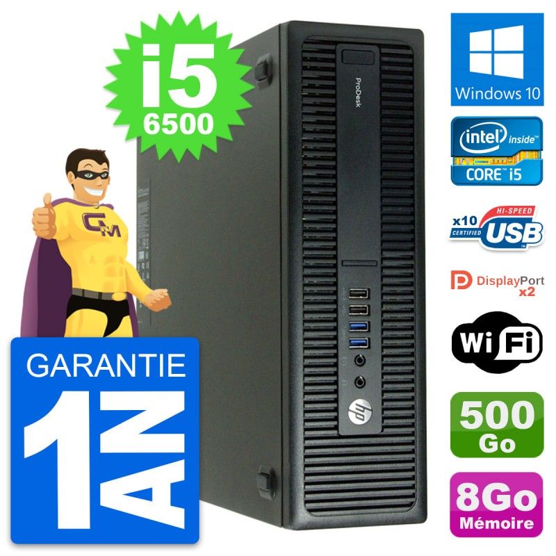Ordinateur de bureau HP ProDesk 600 G2 SFF - Processeur Intel Core i5-6500, 8 Go de RAM, 500 Go SSD, Windows 10, Wi-Fi