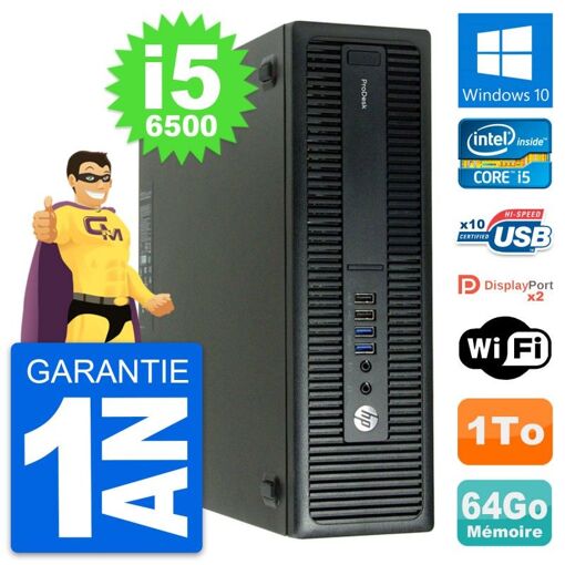 PC de escritorio HP ProDesk 600 G2 SFF - Procesador Intel Core i5-6500, 64 GB de RAM, 1 TB HDD, Windows 10, WiFi