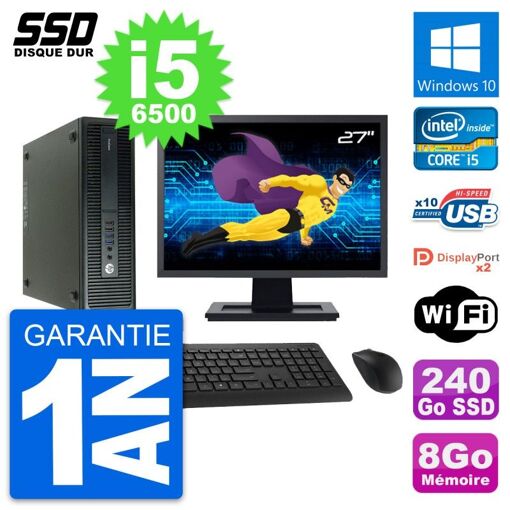 Computadora HP ProDesk 600 G2 SFF - Pantalla de 27'', Procesador Intel Core i5-6500, 8GB de RAM, SSD de 240GB