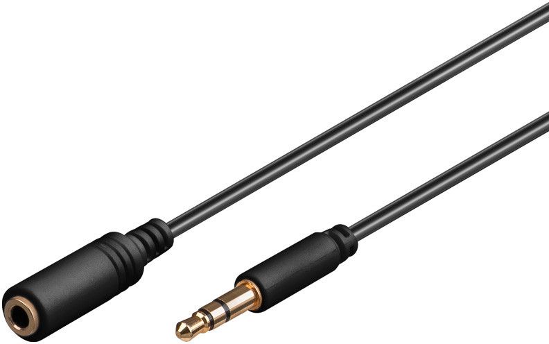 Wentronic Audio Extension Cable - 3.5mm Stereo Female to Male - 5m - Black