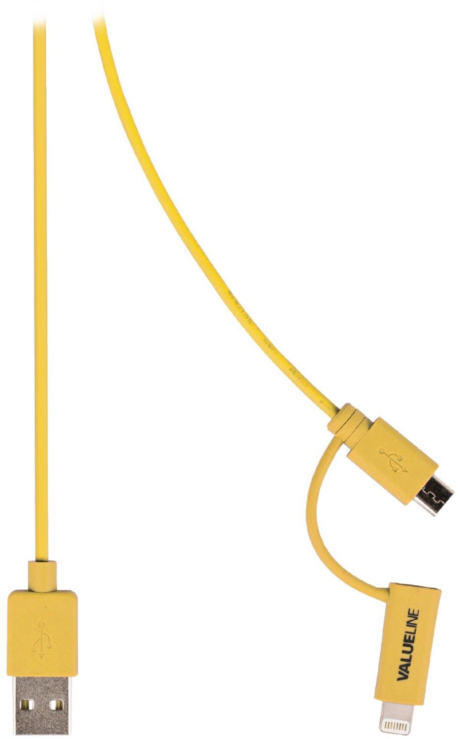 Nedis Valueline - USB to Micro-USB & Lightning Data/Charging Cable - 1m - Yellow