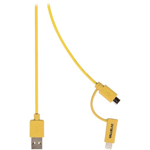 Nedis Valueline - USB to Micro-USB & Lightning Data/Charging Cable - 1m - Yellow
