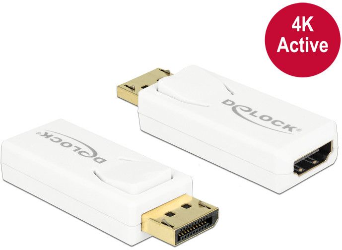 Adaptateur vidéo Delock - DisplayPort mâle vers HDMI femelle - Blanc - compatible 4K