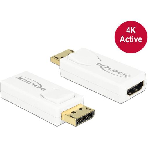 Adaptador de vídeo Delock - DisplayPort macho a HDMI hembra - Blanco - con soporte 4K