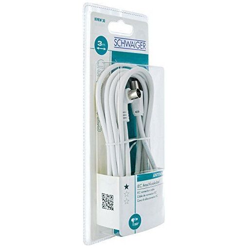 Cable coaxial Schwaiger Standard, 3 m, doble blindaje, 75 dB, blanco