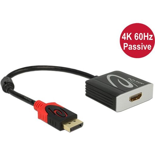 Adaptateur vidéo Delock - DisplayPort mâle vers HDMI femelle - 20 cm - Noir - compatible 4K