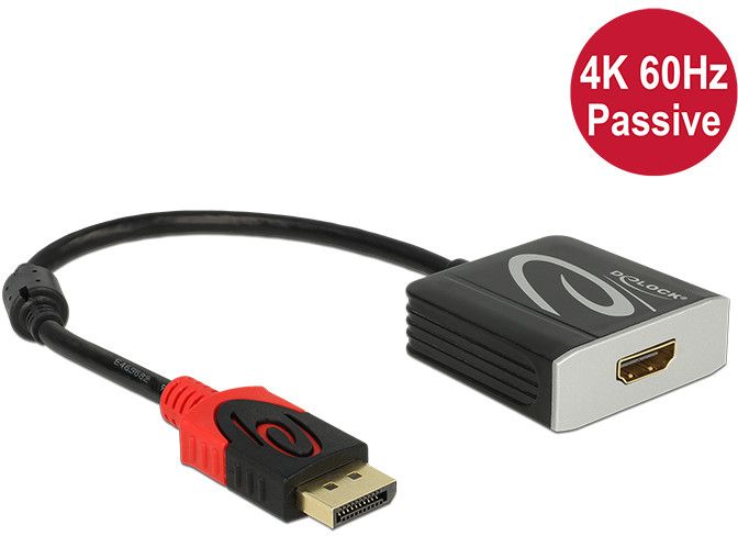 Delock Video Adapter - DisplayPort Male to HDMI Female - 20 cm - Black - 4K Support