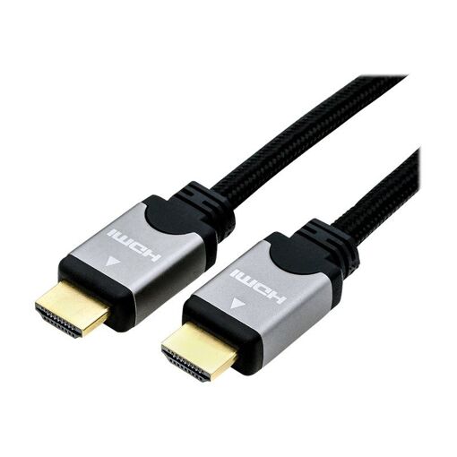 Cable HDMI de alta velocidad Secomp con Ethernet - 1 m, doble blindaje, negro/plateado