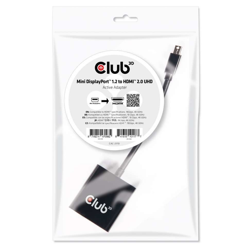 Club 3D Mini DisplayPort to HDMI Adapter - 20.3 cm - 4K Support