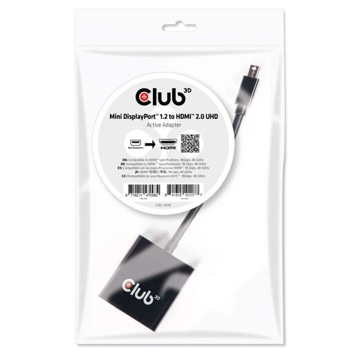 Club 3D Mini DisplayPort to HDMI Adapter - 20.3 cm - 4K Support
