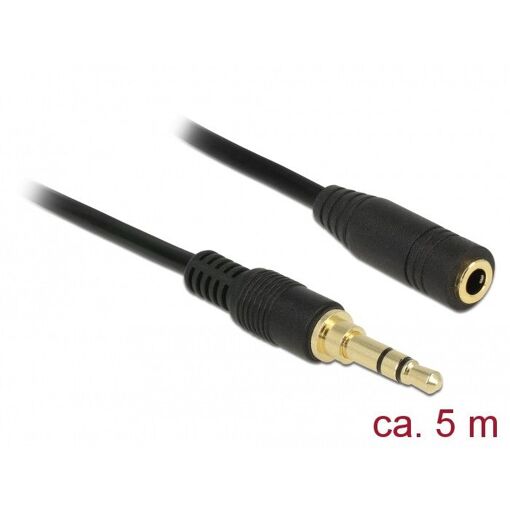 Delock Audio Cable Extension - 3.5mm Stereo Male to Female - 5m - Black