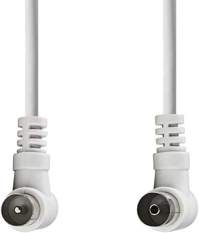 Nedis Antenne Cable - 3m, Inclined IEC Male to Female Connector, Double Shielded Coaxial Cable, 90dB, White