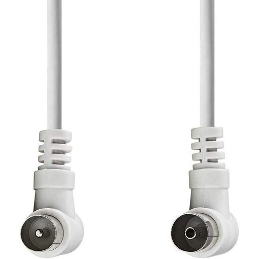 Cable de antena Nedis - 3 m, Conector IEC masculino inclinado a femenino, Cable coaxial con doble blindaje, 90 dB, Blanco