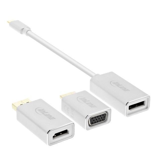 INTOS ELECTRONIC 6-in-1 Video/Audio Adapter Kit - Silver - 4K Support