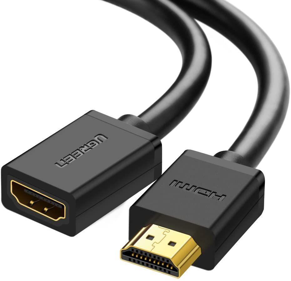 Cable de extensión HDMI UGreen de alta velocidad - 50 cm, Negro, Triple blindaje, Compatible con 4K