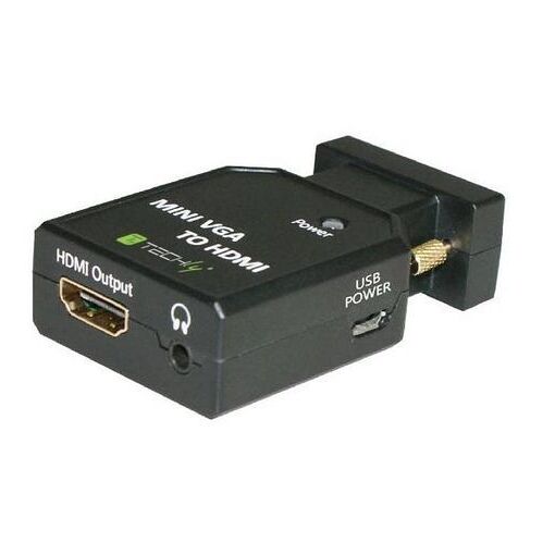 Adaptateur vidéo IC Intracom TECHly - HD-15 (VGA) vers HDMI Femelle avec prise mini et Micro-USB B - Noir
